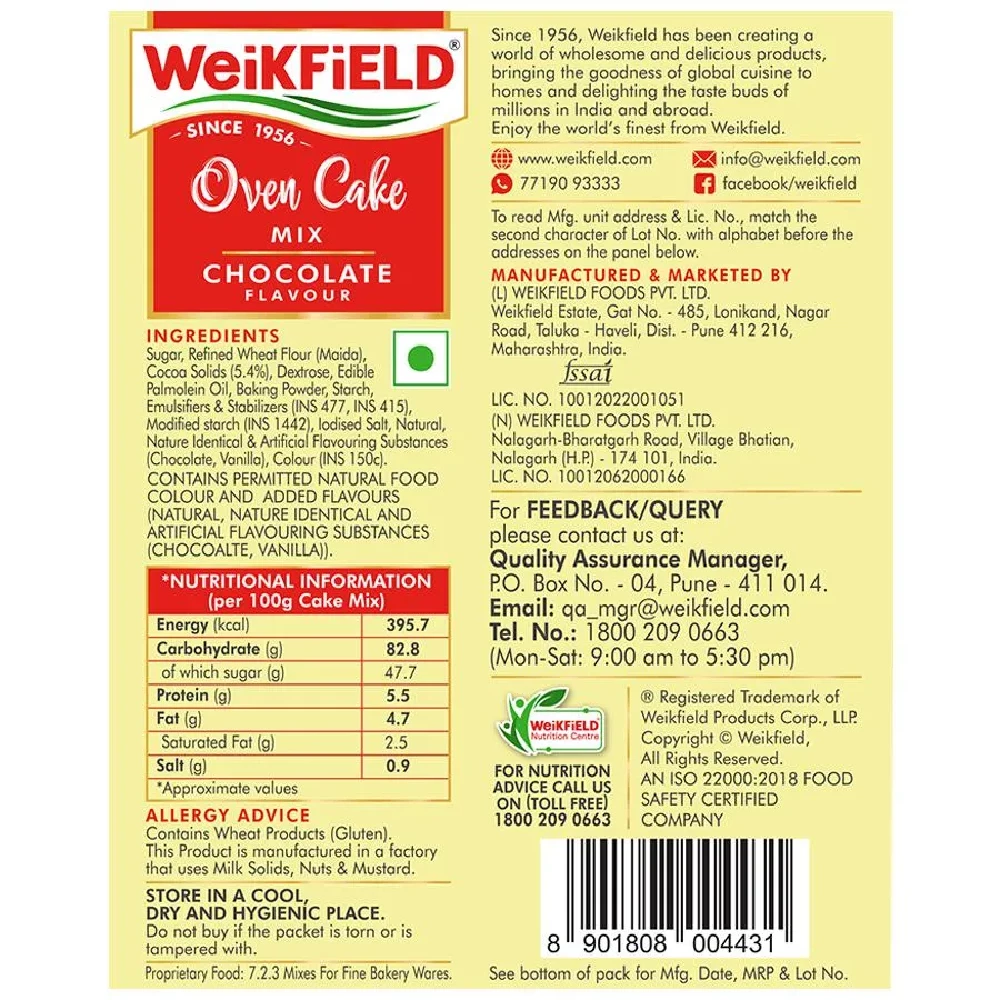 Weikfield Oven Cake Mix - Chocolate, 225 g-2.webp